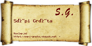 Sápi Gréta névjegykártya